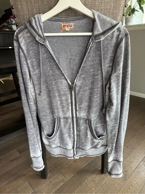 Mudd Gray Washed Hooded Zip Sweatshirt - women’s